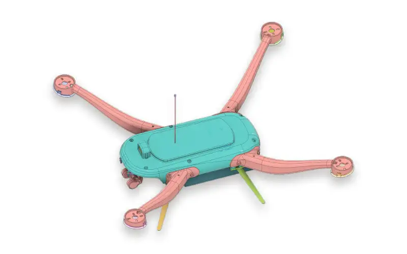 Render of the frame body with its four arms.