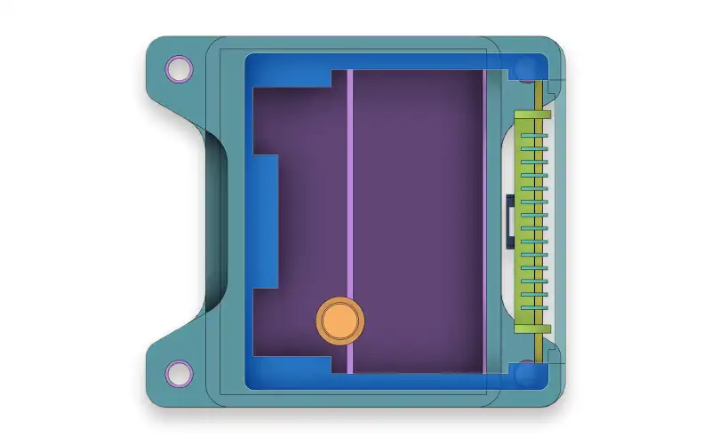 Top view of the battery enclosure, open to show its inner tray.