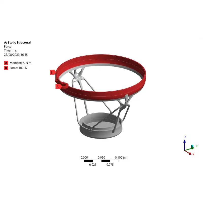 Analysis view of the lattice showing where it is loaded.