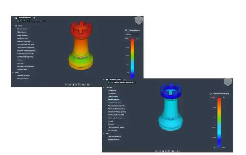 Fill analysis of the rook, with the crown filling last.
