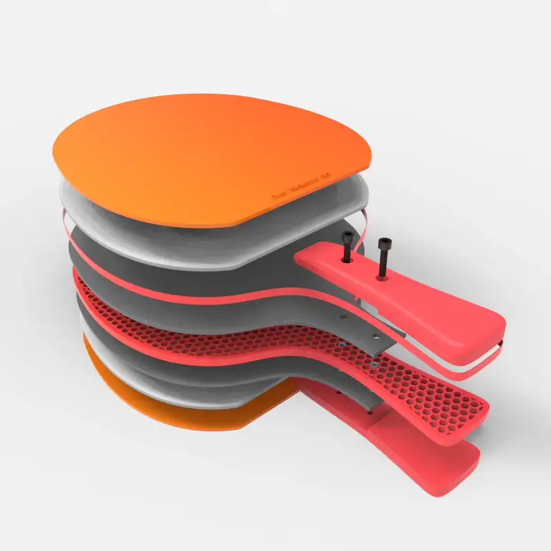 Exploded view of the paddle’s stacked layers.