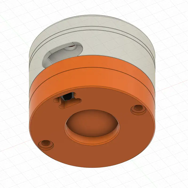 Render of the casing from below, with its mounting holes and charging port.